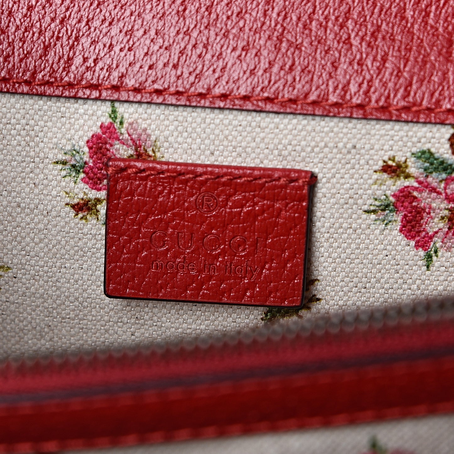 Calfskin Web Floral Embroidered Small Dionysus Shoulder Bag Hibiscus Red