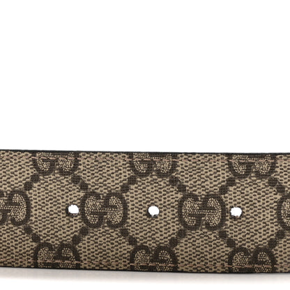 Gucci GG Supreme Monogram Plutone Calfskin Double G Reversible 30mm Belt 95 38 Beige Ebony New Acero 3 of 6