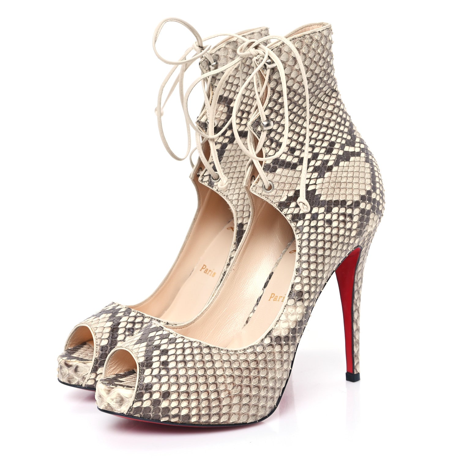 Christian Louboutin Snakeskin Juste 120 Pumps 38.5 Roccia 3 of 7