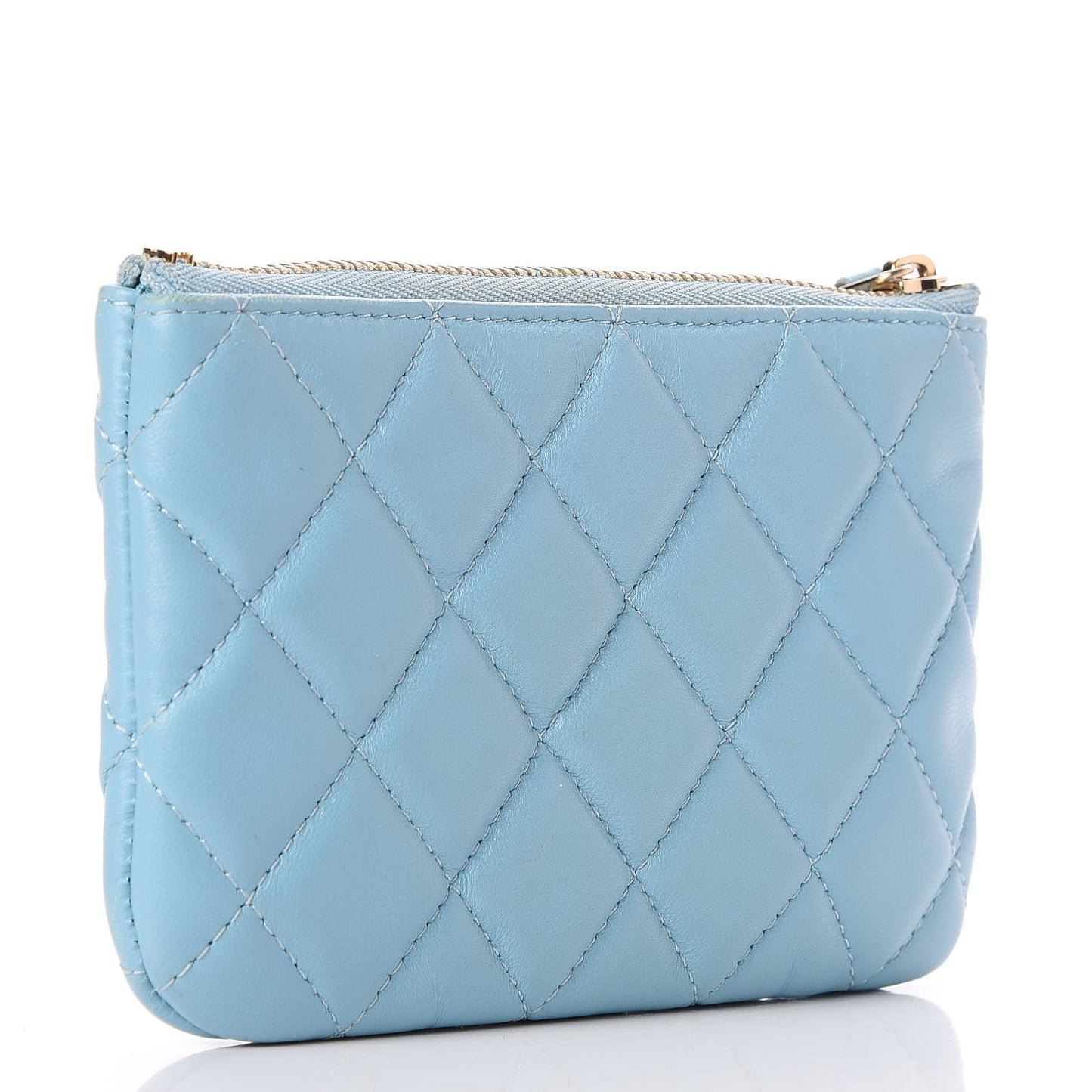 Lambskin Quilted Small Cosmetic Case Blue