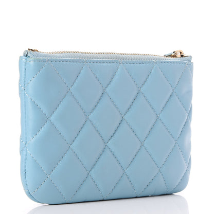 Chanel Lambskin Quilted Small Cosmetic Case Blue 3 of 7