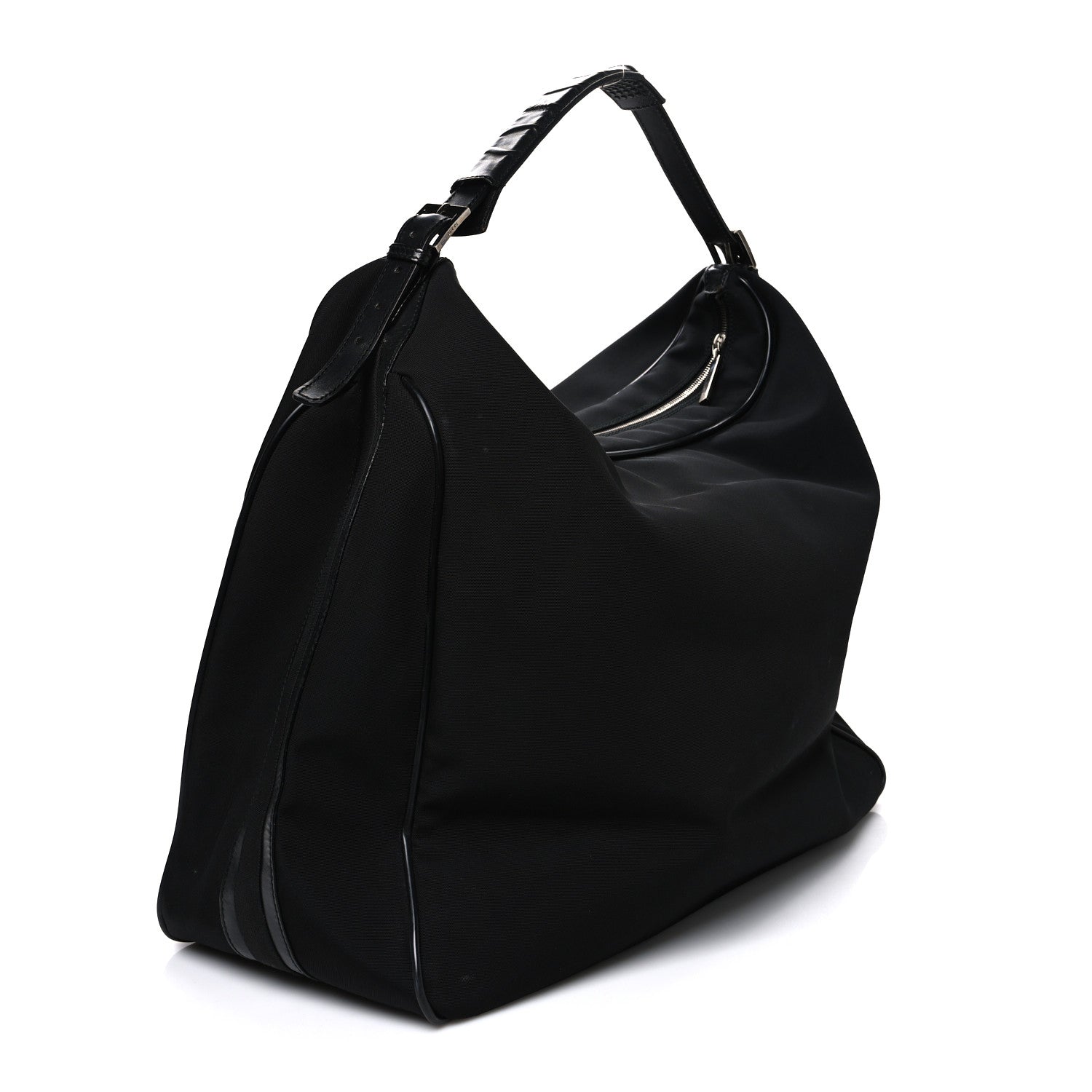 Gucci Calfskin Canvas Double Zip Large Travel Bag Black 2 of 10