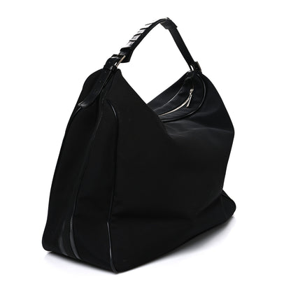 Gucci Calfskin Canvas Double Zip Large Travel Bag Black 2 of 10