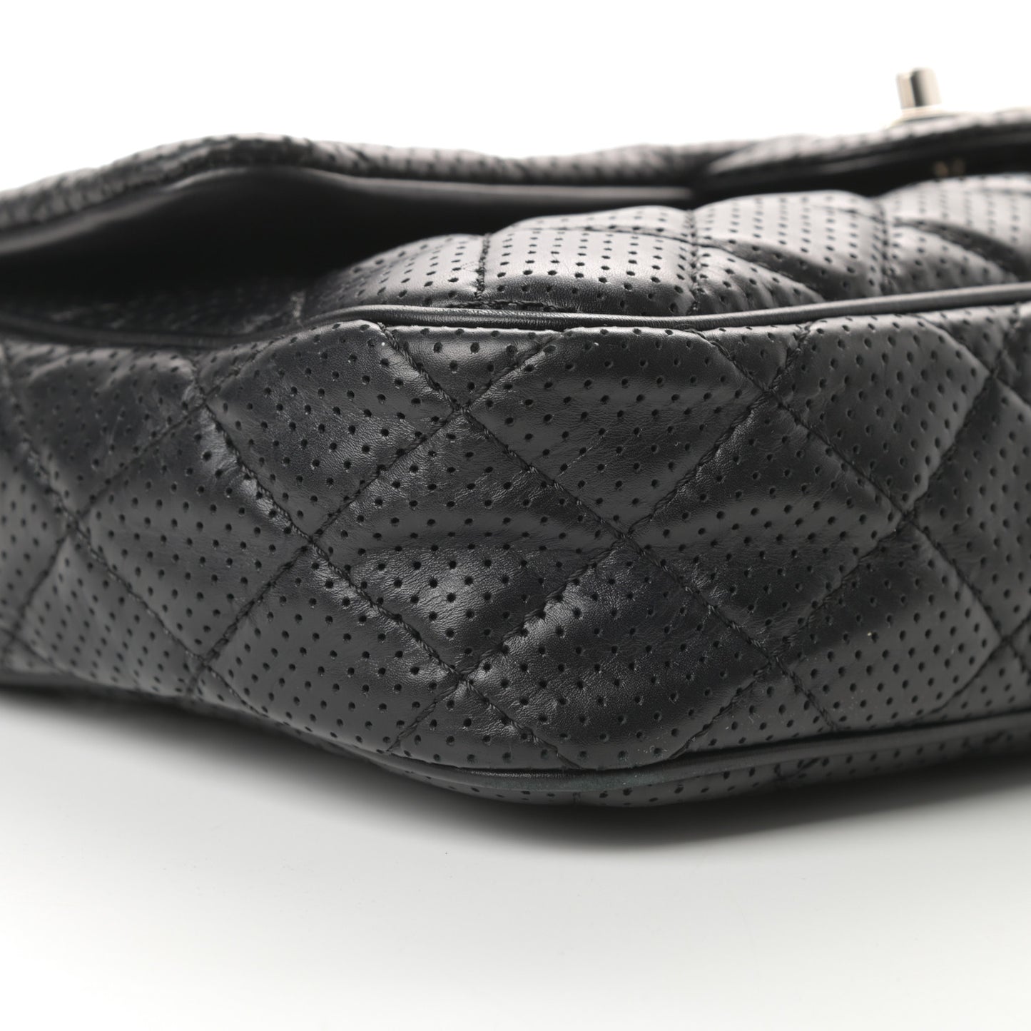 Lambskin Perforated Jumbo Punch Flap Black