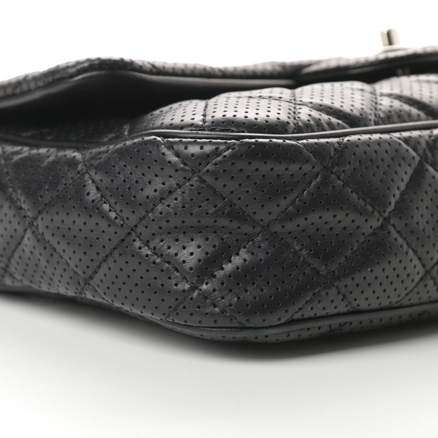 Chanel Lambskin Perforated Jumbo Punch Flap Black 9 of 13