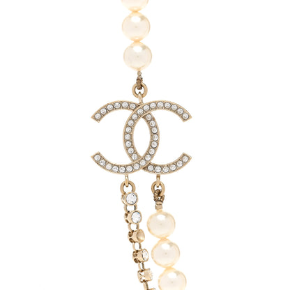 Chanel Pearl Crystal Multi Strand CC Short Necklace Gold 4 of 7