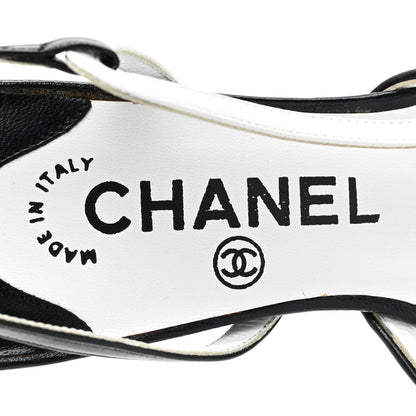 Chanel Lambskin Cap Toe Bow Slingback Pumps 36 White Black 7 of 12