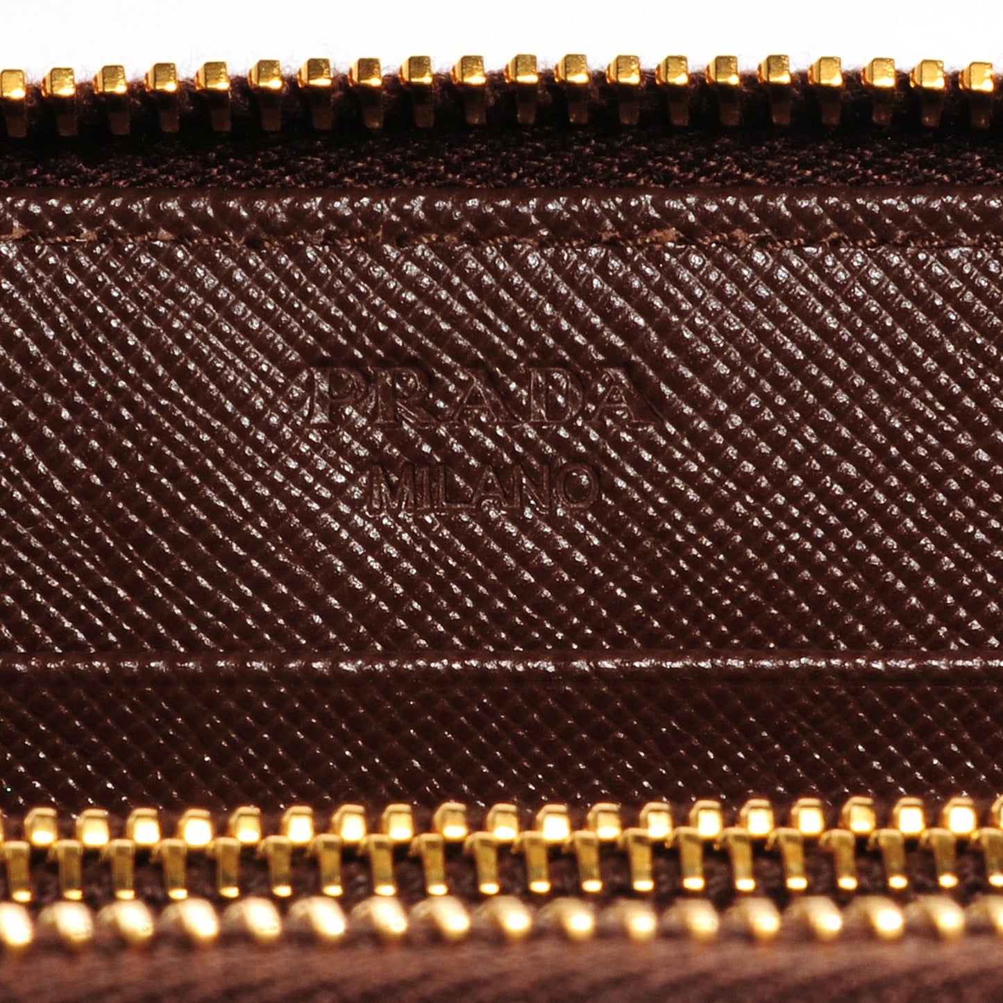 Saffiano Metal Zip Around Wallet Cacao