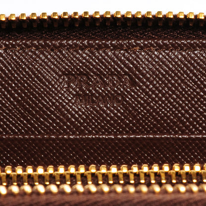 Prada Saffiano Metal Zip Around Wallet Cacao 8 of 10