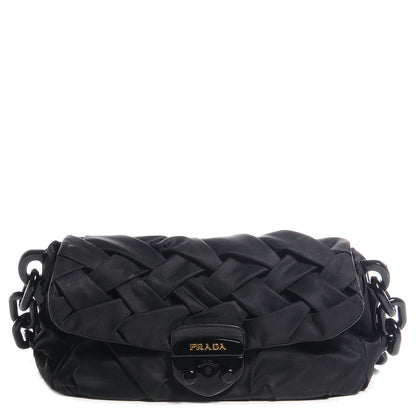 Prada Tessuto Nylon Origami Pleated Handbag Nero Black 1 of 9