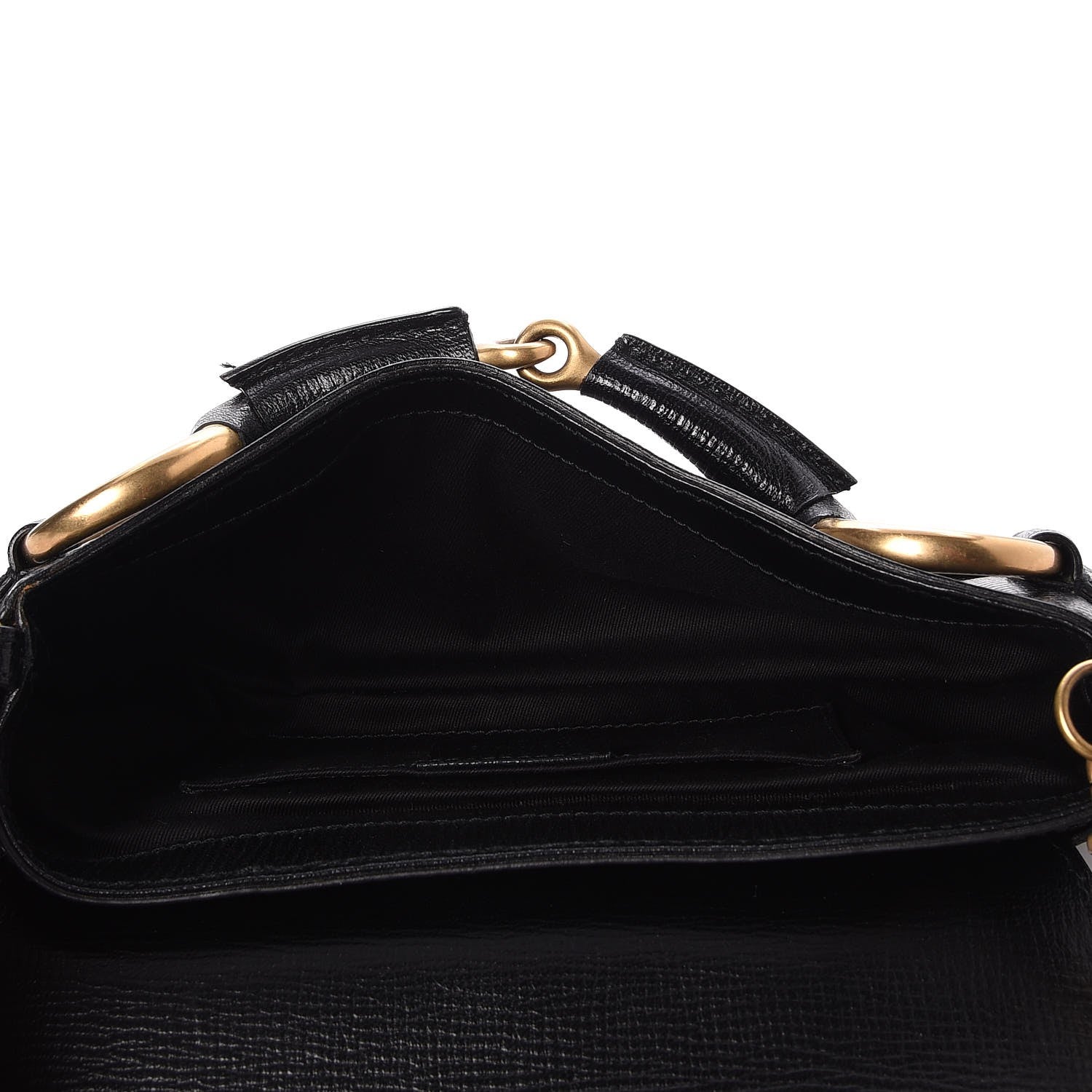 Gucci Textured Calfskin Horsebit Chain Clutch Black 6 of 7