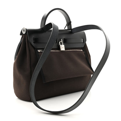 Hermes Toile Militaire Vache Hunter Laque Herbag Zip Retourne PM 31 Ebene Black 3 of 12