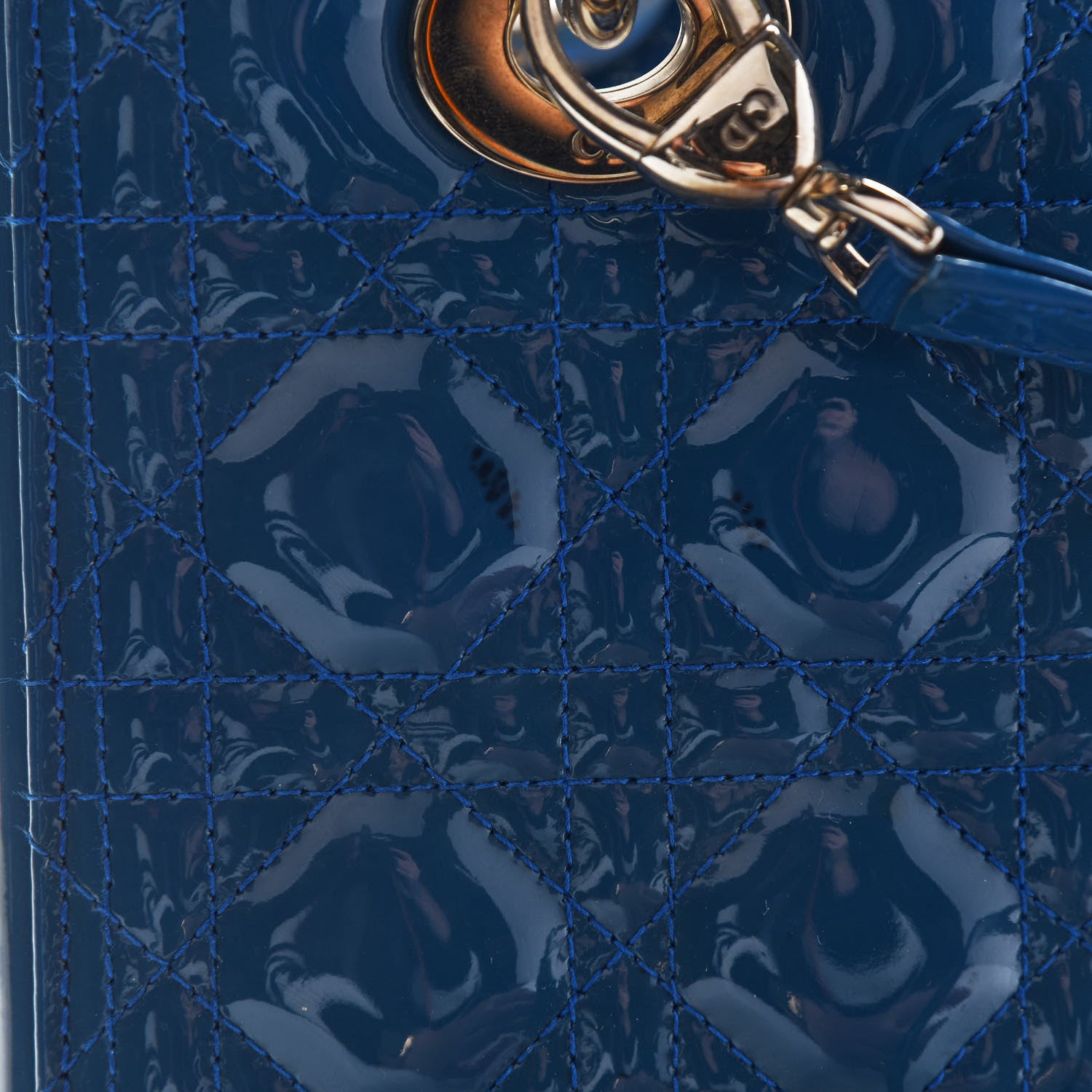 Christian Dior Patent Cannage Medium Lady Dior Blue 12 of 14
