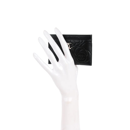 Chanel Lambskin Camellia Embossed Card Holder Black 2 of 8
