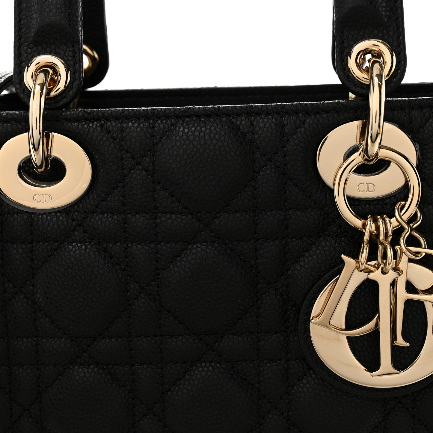 Grained Calfskin Cannage Small Lady Dior Black