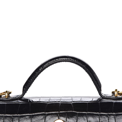 Mulberry Calfskin Crocodile Embossed Mini Seaton Black 12 of 20
