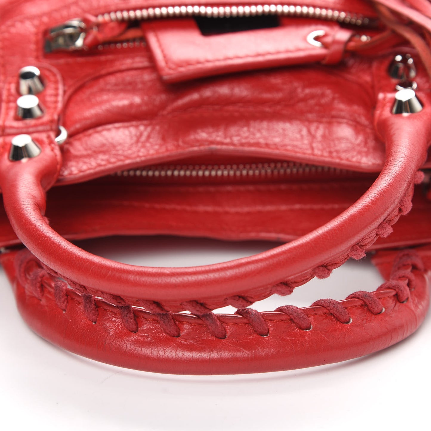 Agneau Classic Silver Hardware Mini City Logo Strap Rouge Cardinal Black