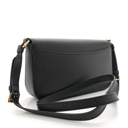 Prada Saffiano Metal Triangle Logo Shoulder Bag Black 3 of 10
