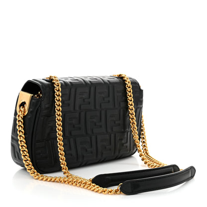 Fendi Nappa Small FF Embossed Mid Chain Baguette Black 3 of 10