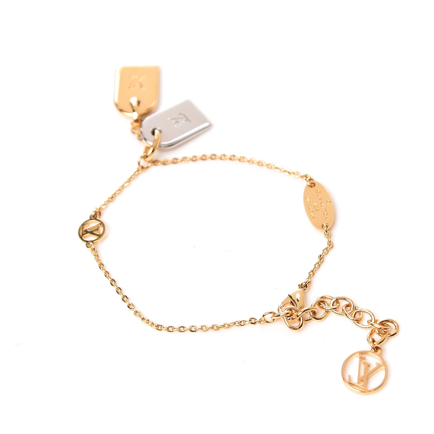 Louis Vuitton Brass Nanogram Bracelet Silver Gold 3 of 4