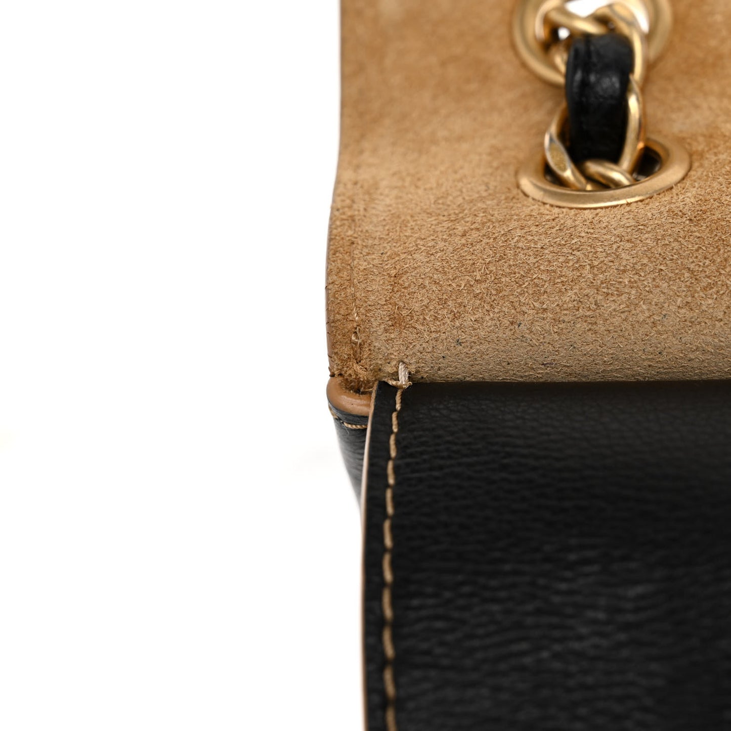 Calfskin Stitched Jumbo Double Flap Black