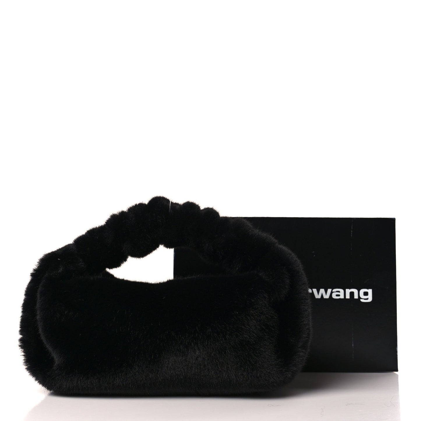 Faux Fur Small Scrunchie Bag Black