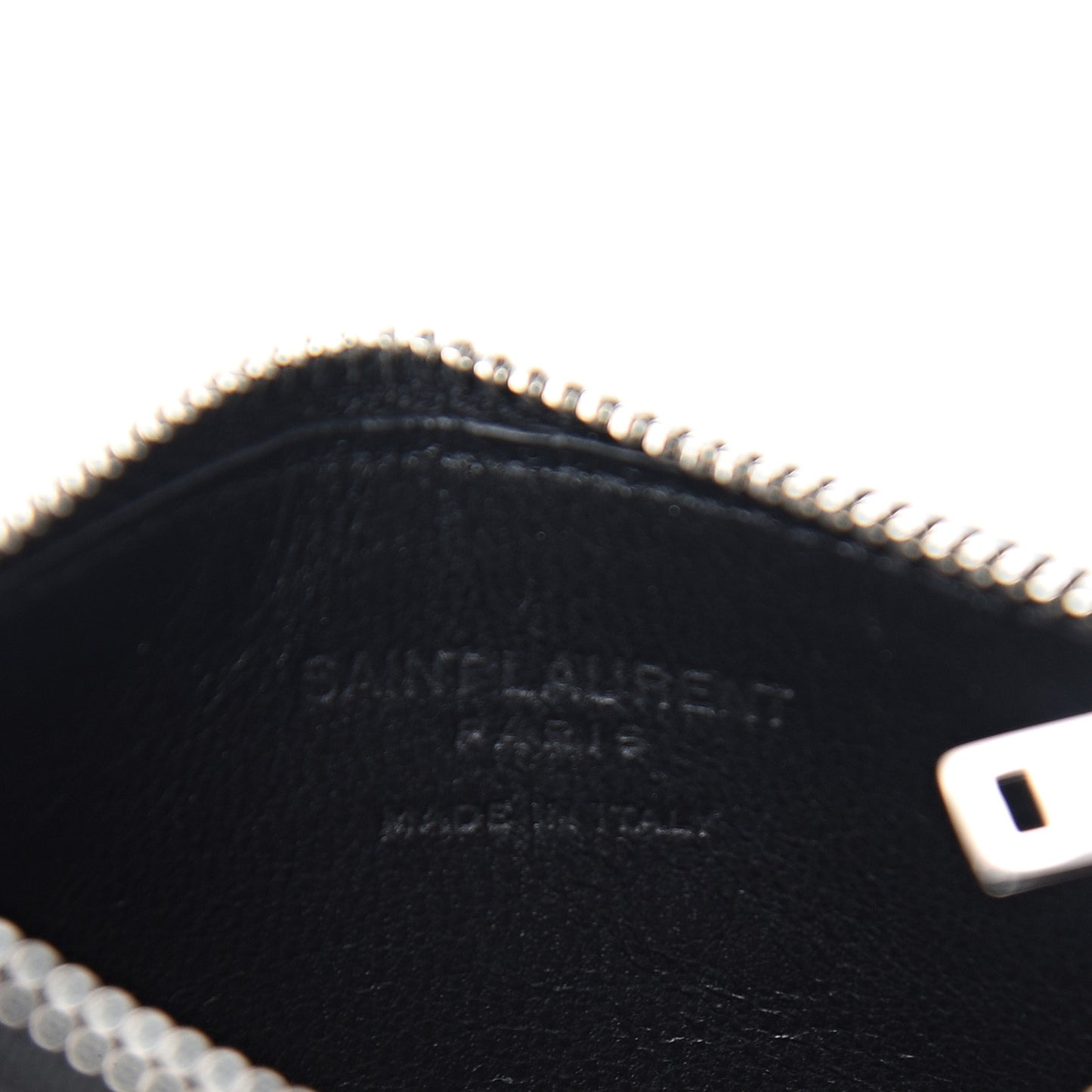 Grained Calfskin 5 Fragments Zip Pouch Card Holder Black