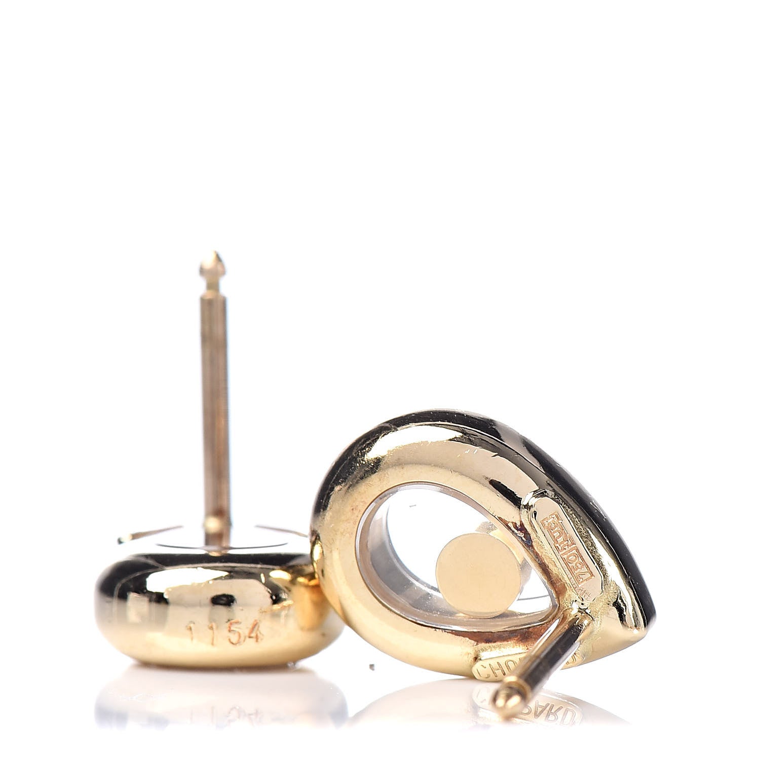 Chopard 18K Yellow Gold Diamond Happy Diamond Pear Earrings 4 of 4