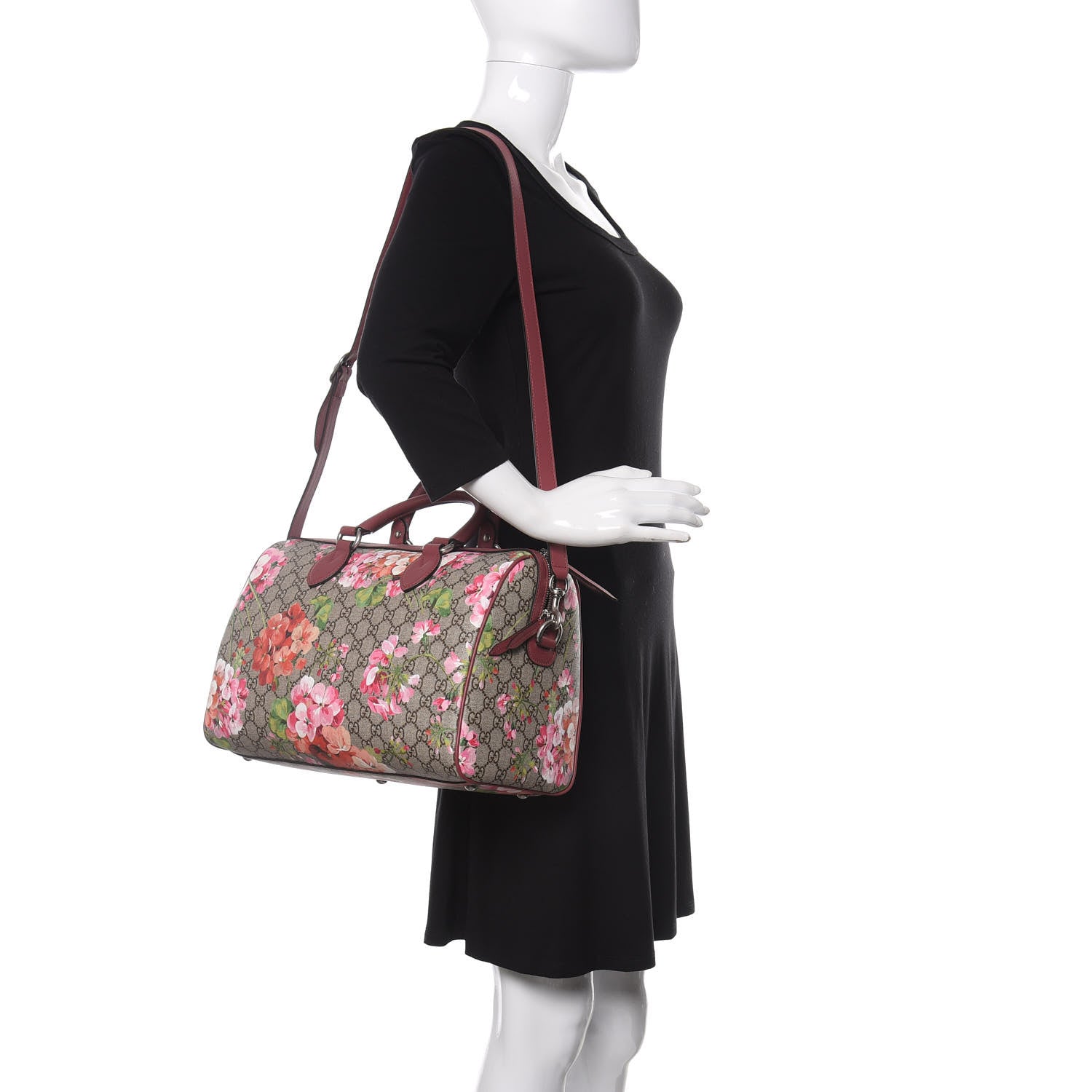 Gucci GG Supreme Monogram Blooms Medium Boston Beige Multicolor Dry Rose 2 of 10