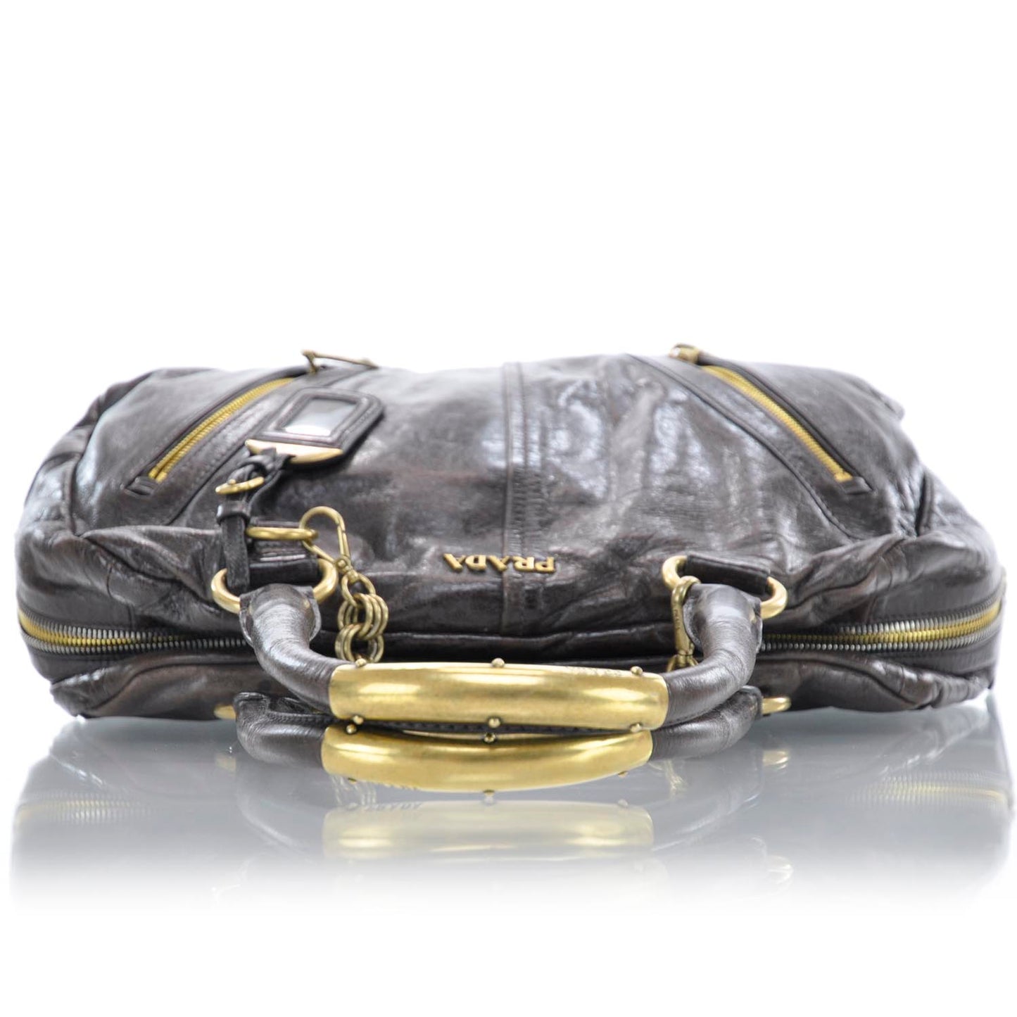 Vitello Shine Chain Tote Moro Brown