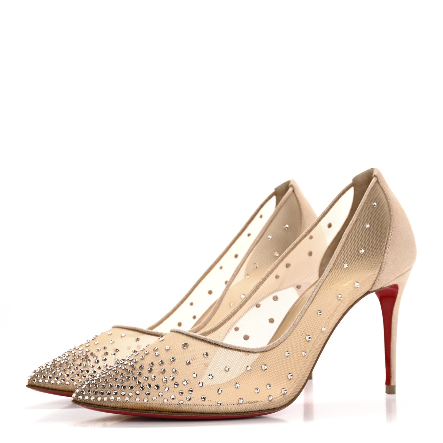 Suede Lame Crystal Strass Follies 85 Pumps 40 Light Silk
