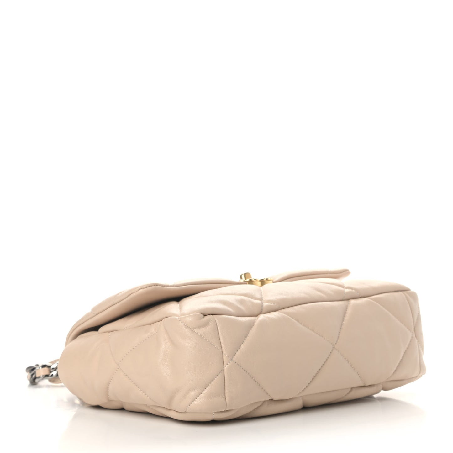 Goatskin Quilted Large Chanel 19 Flap Beige