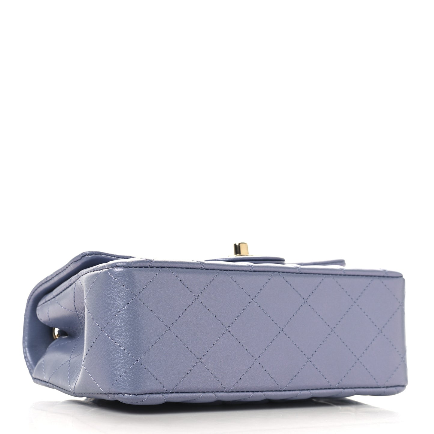 Iridescent Lambskin Quilted Mini Rectangular Flap Light Purple
