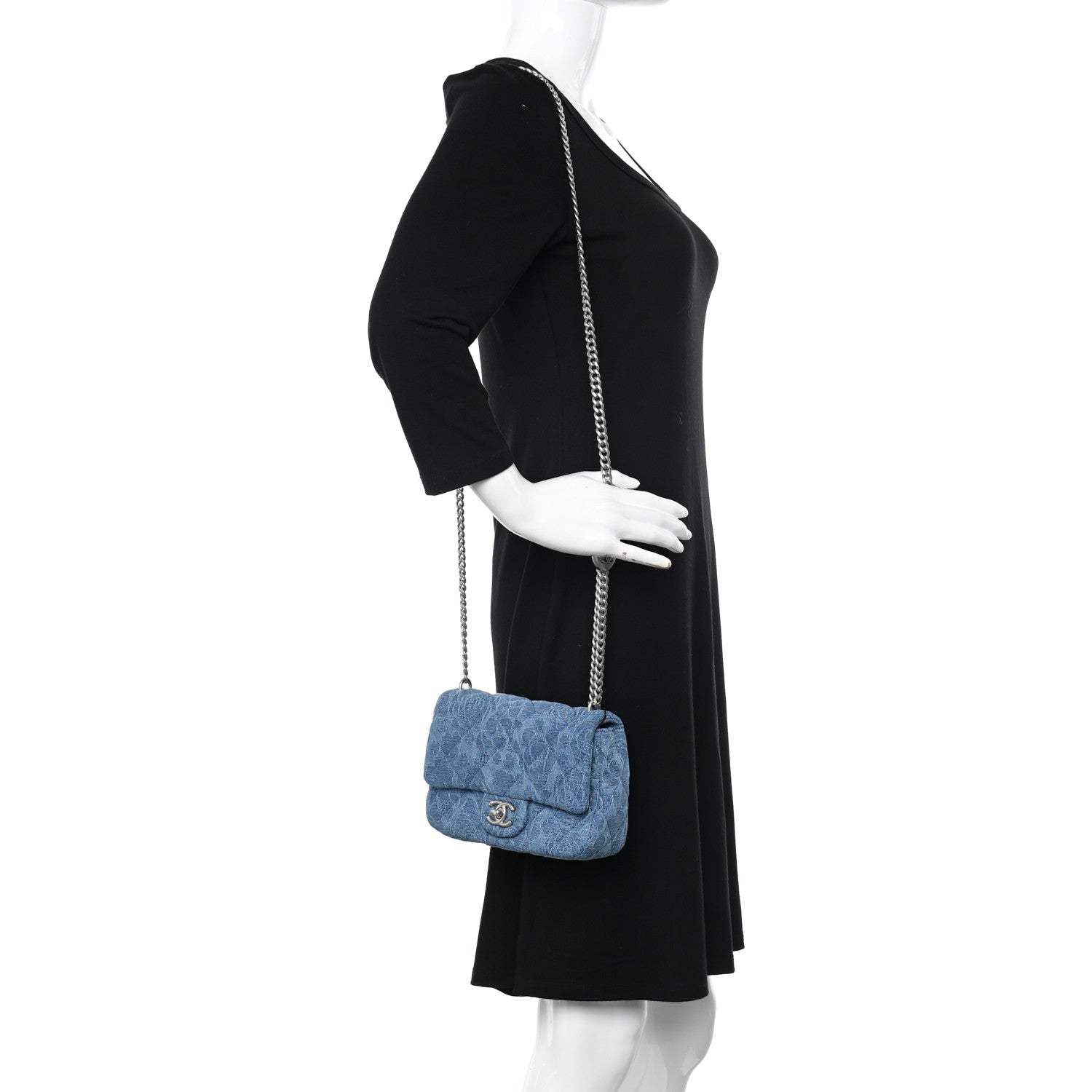 Chanel Denim Quilted Camellia Sweetheart Mini Flap Blue 2 of 11
