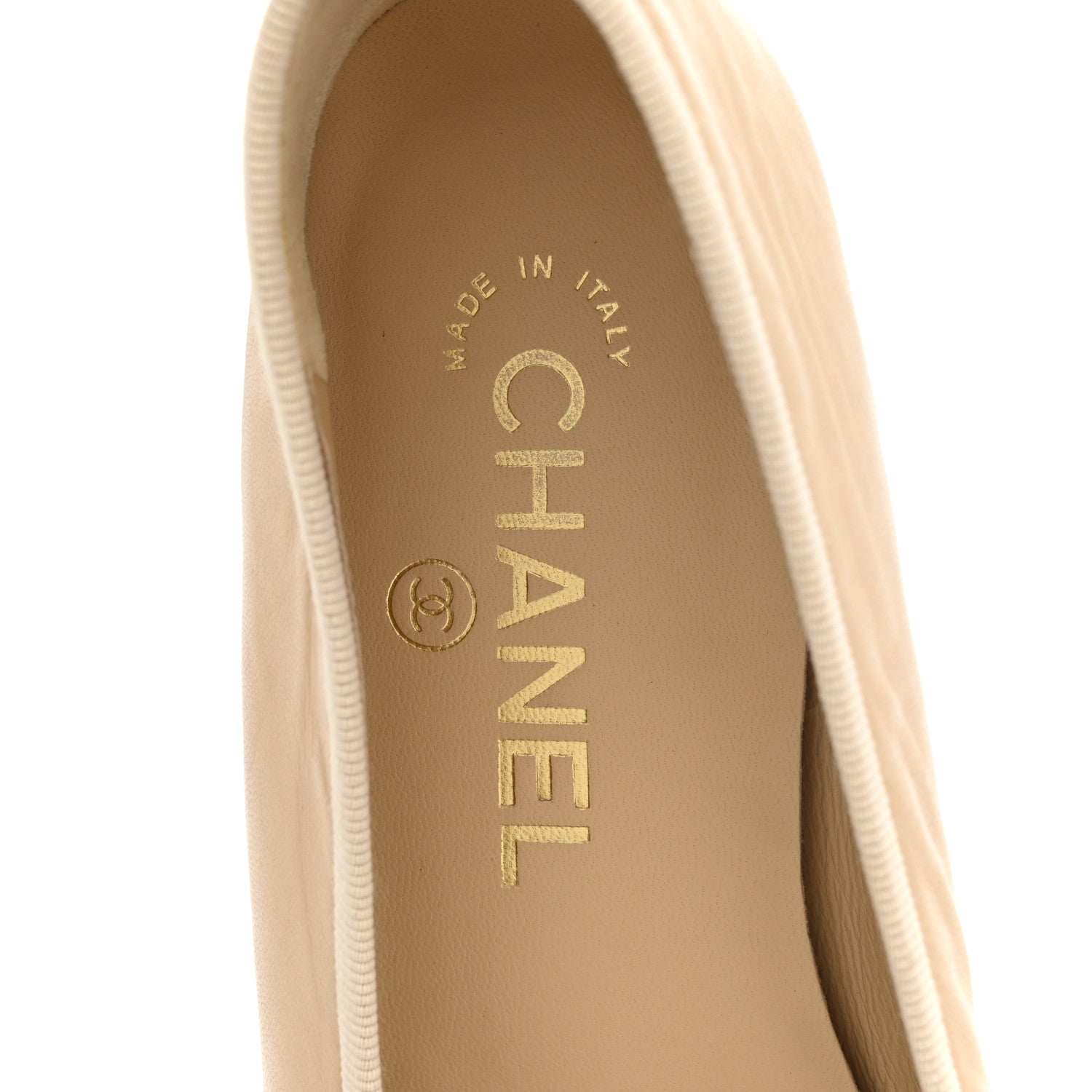 Chanel Lambskin Cap Toe CC Ballerina Flats 37 Beige Black 7 of 9