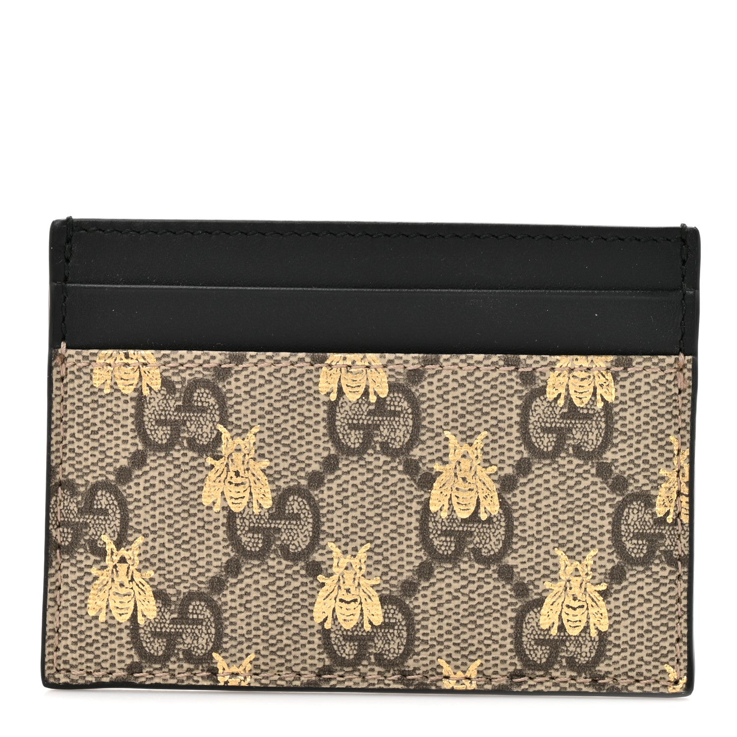 Gucci GG Supreme Monogram Bees Card Holder Black 1 of 6