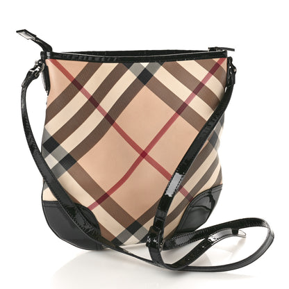 Burberry Patent Nova Check Crossbody Bag Black 3 of 8