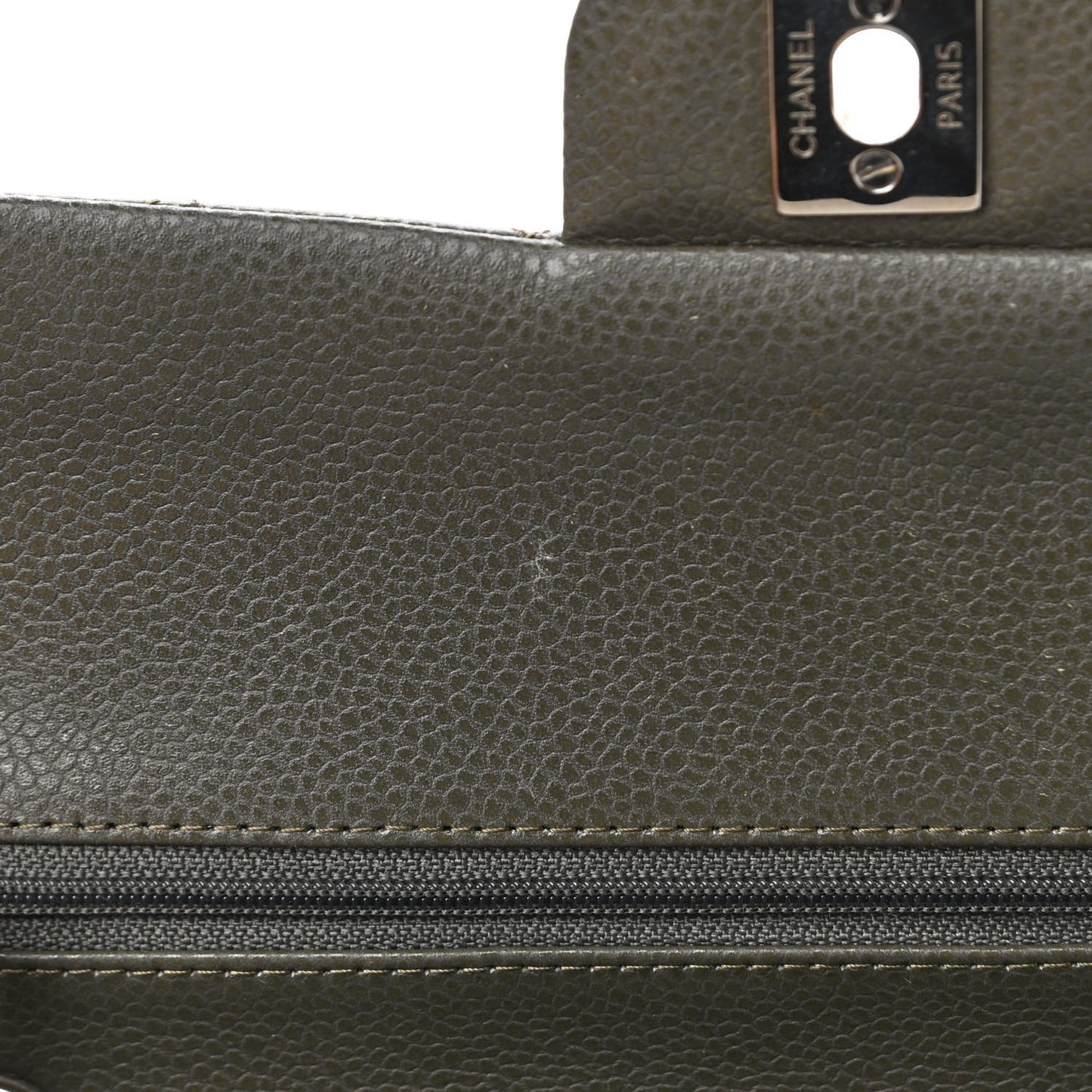 Caviar Quilted Medium Double Flap Dark Grey