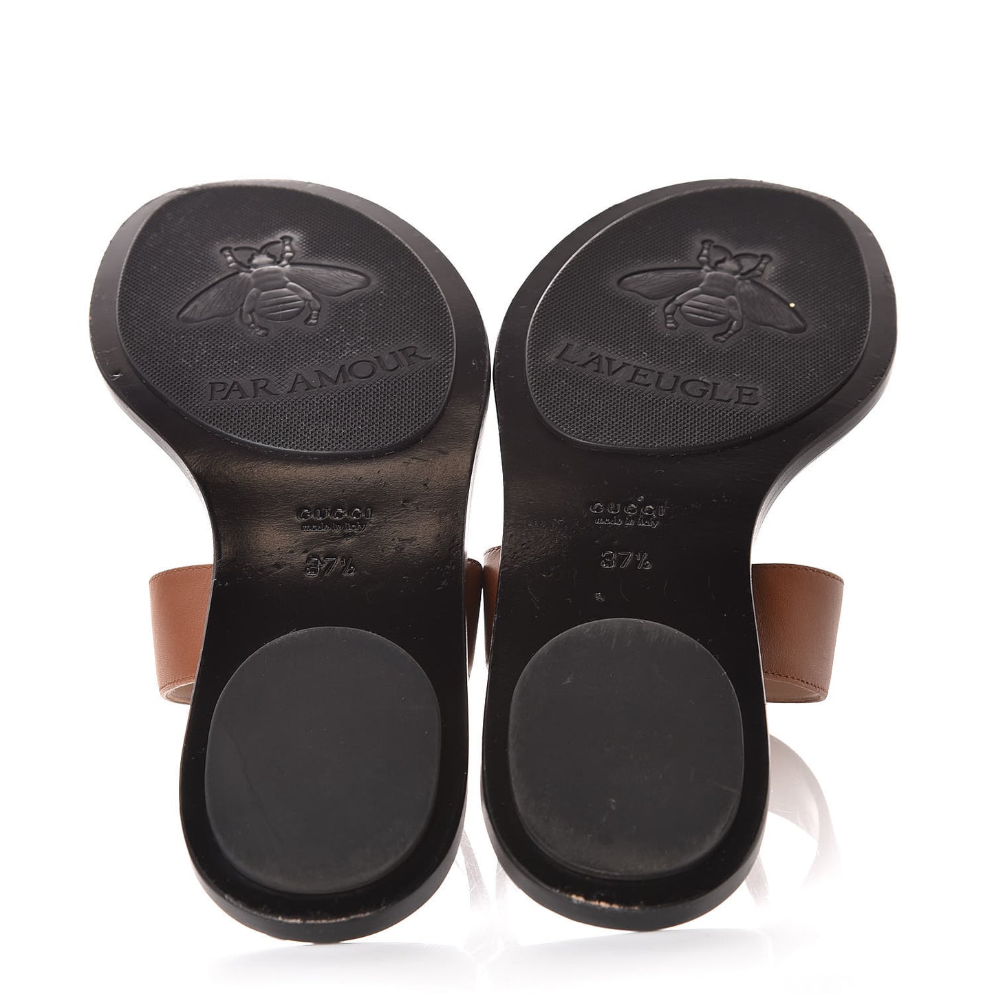 Calfskin GG Marmont Thong Sandals 37.5 Cognac