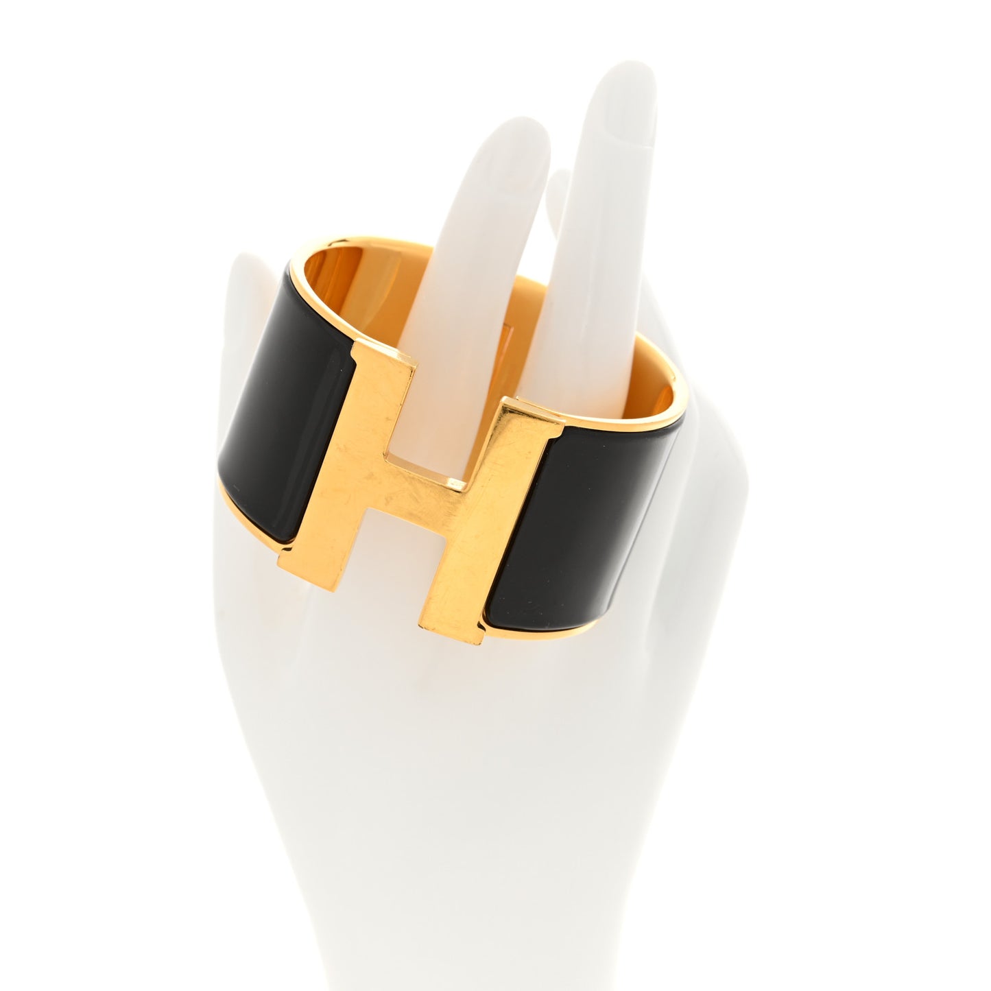 Enamel Extra Wide Clic Clac H Bracelet Black