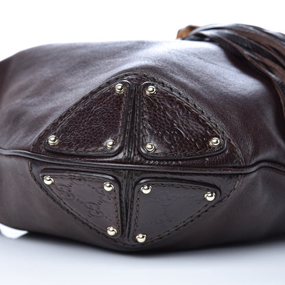 Gucci Calfskin Large Indy Top Handle Hobo Dark Brown 9 of 12