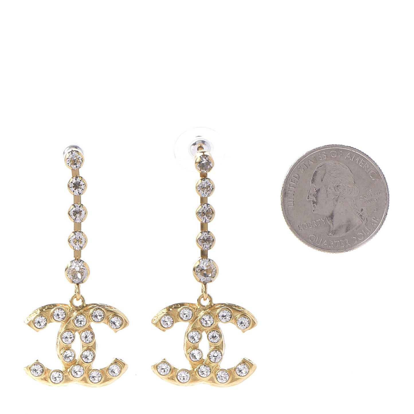 CC Crystal Drop Earrings Gold