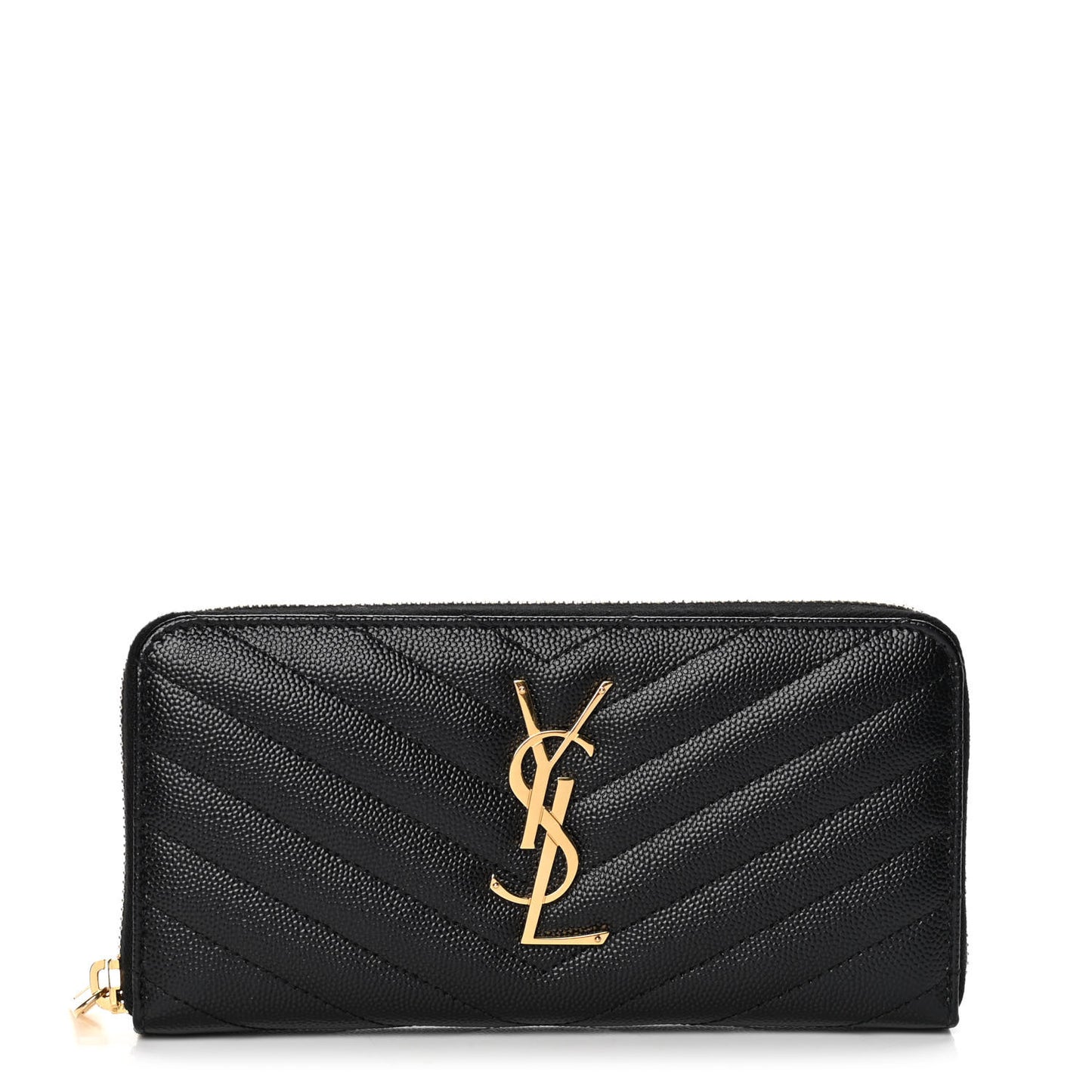 Grain De Poudre Matelasse Chevron Monogram Zip Around Wallet Black