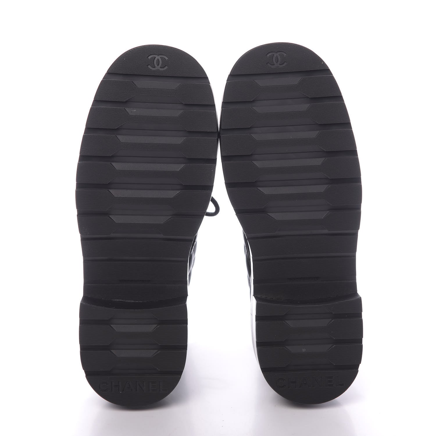 Chanel Shiny Lambskin Quilted Lace Up Combat Boots 37.5 Black 6 of 8