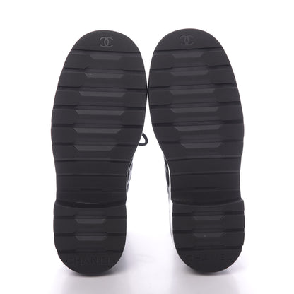 Chanel Shiny Lambskin Quilted Lace Up Combat Boots 37.5 Black 6 of 8