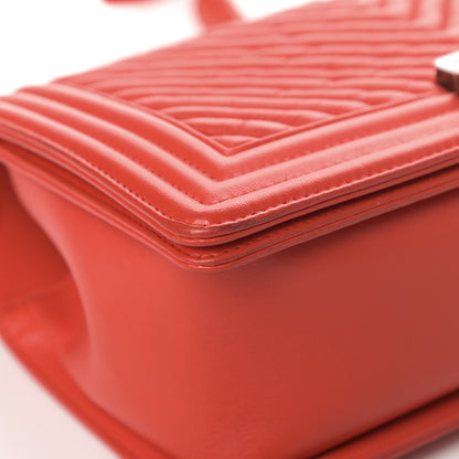 Chanel Wrinkled Lambskin Chevron Quilted Medium Boy Flap Orange 9 of 14