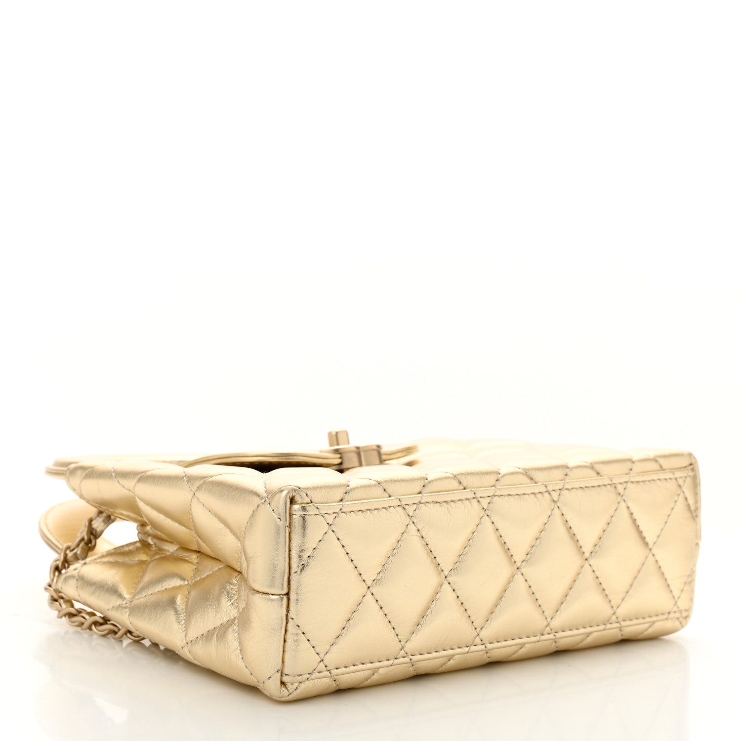 Chanel Metallic Shiny Aged Calfskin Quilted Nano Kelly Shopper