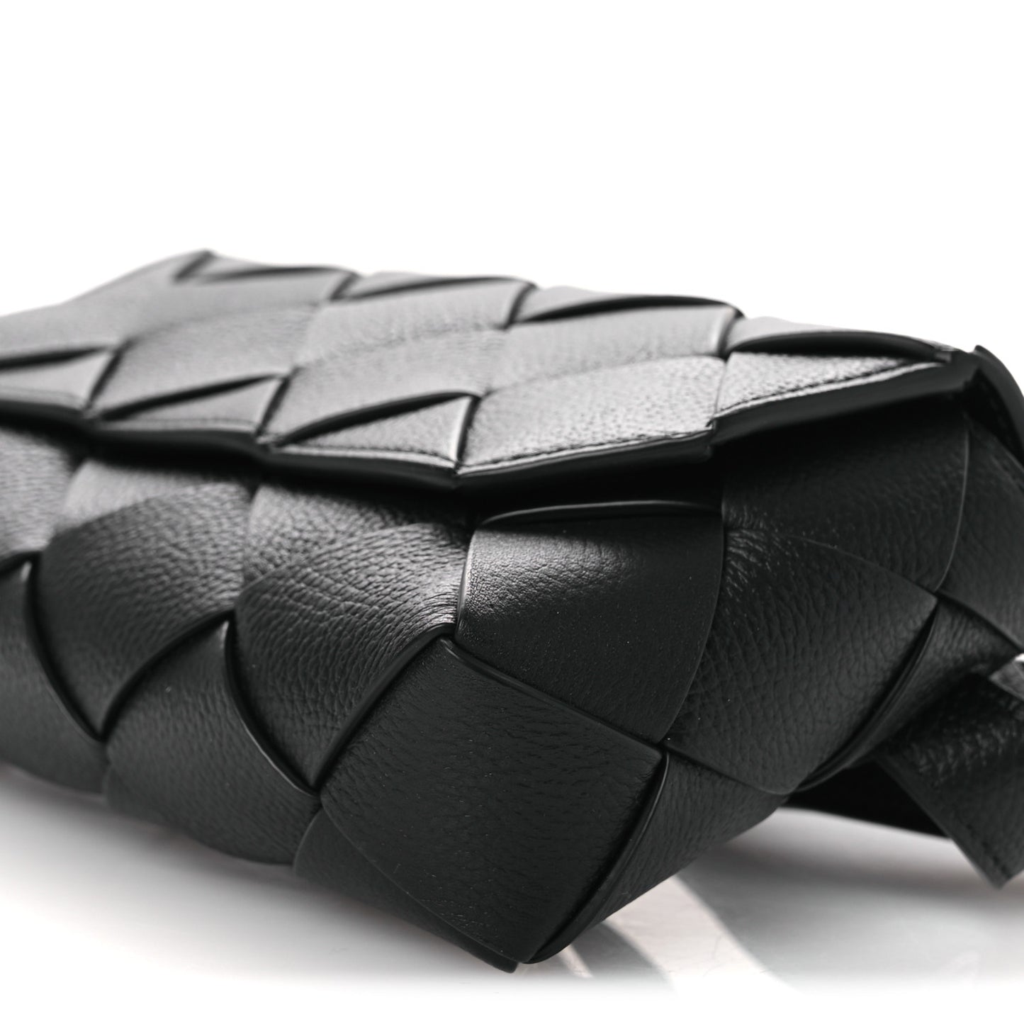 Calfskin Intreccio Diago Belt Bag Black