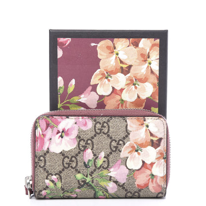 Gucci GG Supreme Monogram Blooms Zip Around Card Case Wallet Beige Multicolor Dry Rose 6 of 6
