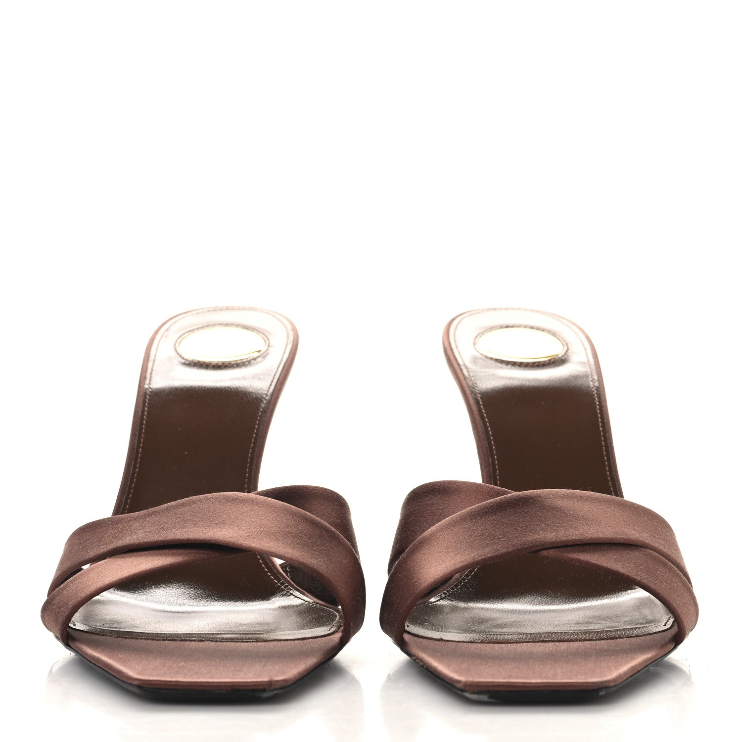 Saint Laurent Crepe Satin Crystal Opyum Mules 39 Manioc 39 Brown 3 of 9